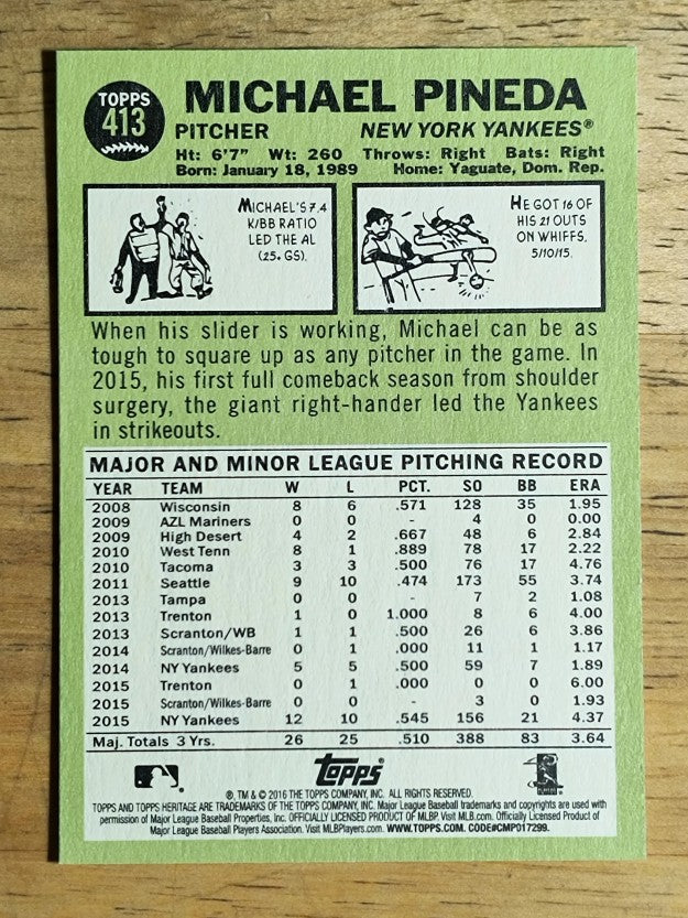 2016 Topps Heritage #413 Michael Pineda