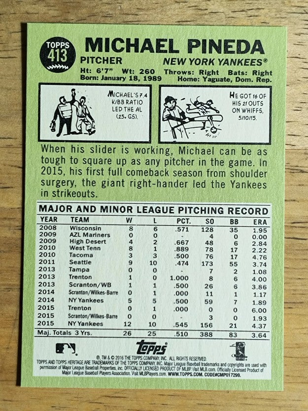 2016 Topps Heritage #413 Michael Pineda