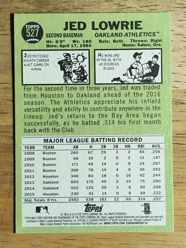 2016 Topps Heritage #527 Jed Lowrie