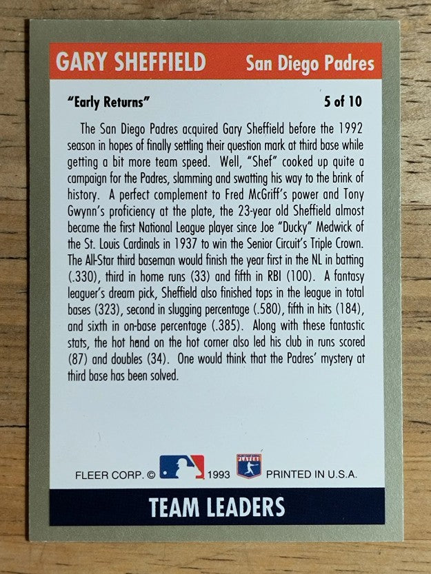 1993 Fleer Team Leaders #NL5 Gary Sheffield