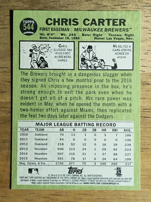 2016 Topps Heritage #544 Chris Carter