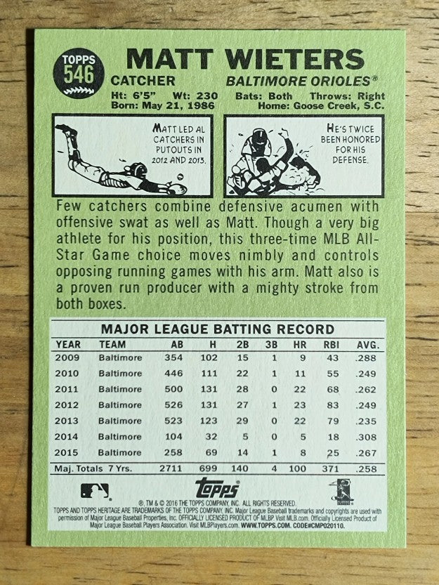 2016 Topps Heritage #546 Matt Wieters