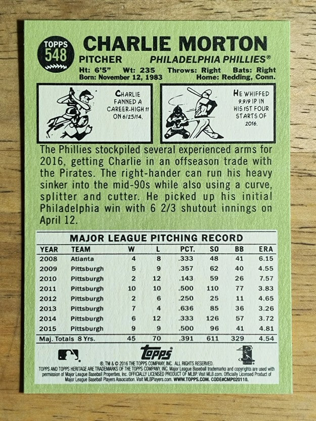 2016 Topps Heritage #548 Charlie Morton