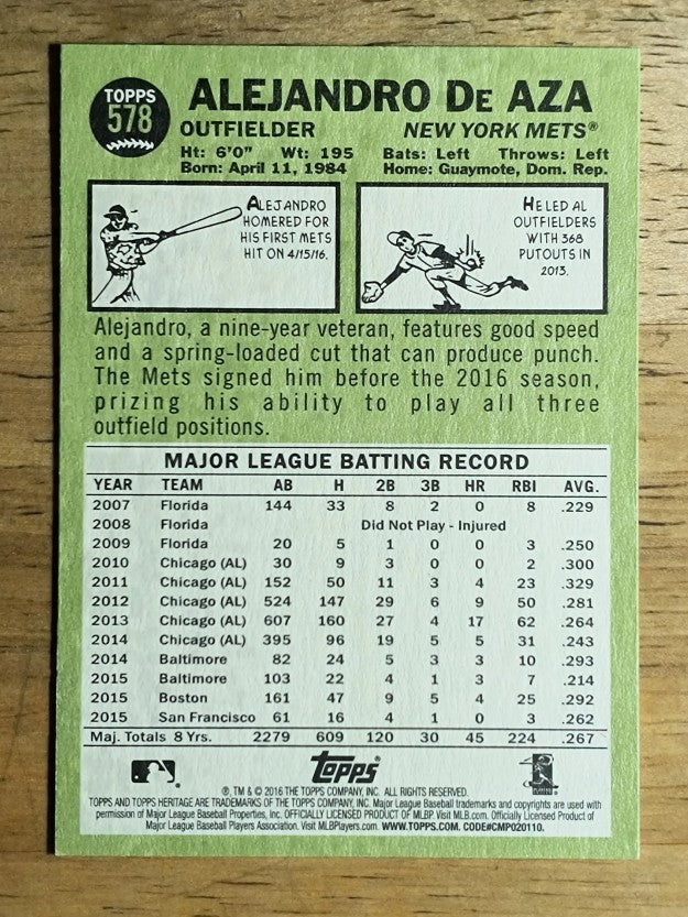 2016 Topps Heritage #578 Alejandro De Aza