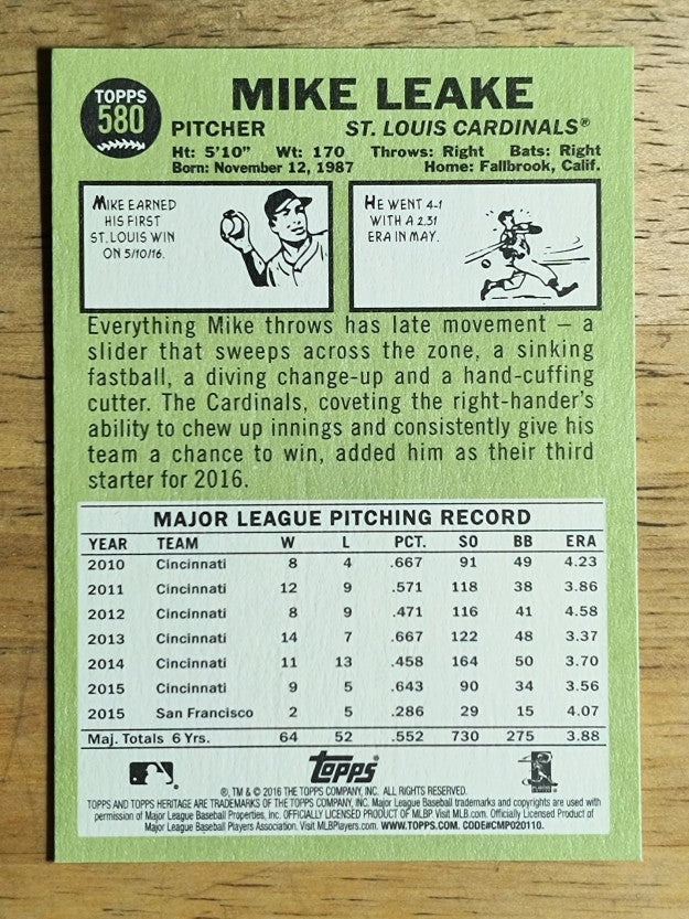 2016 Topps Heritage #580 Mike Leake