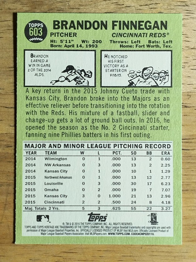2016 Topps Heritage #603 Brandon Finnegan
