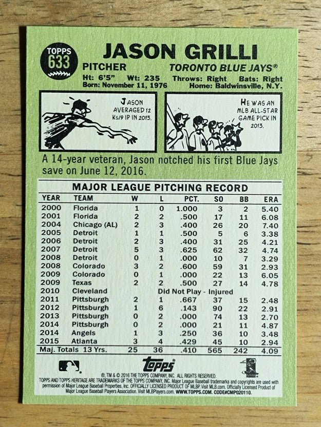 2016 Topps Heritage #633 Jason Grilli