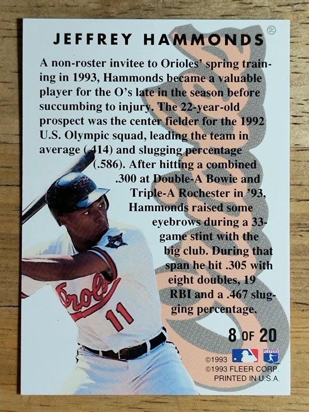 1994 Fleer Rookie Sensations #8 Jeffrey Hammonds
