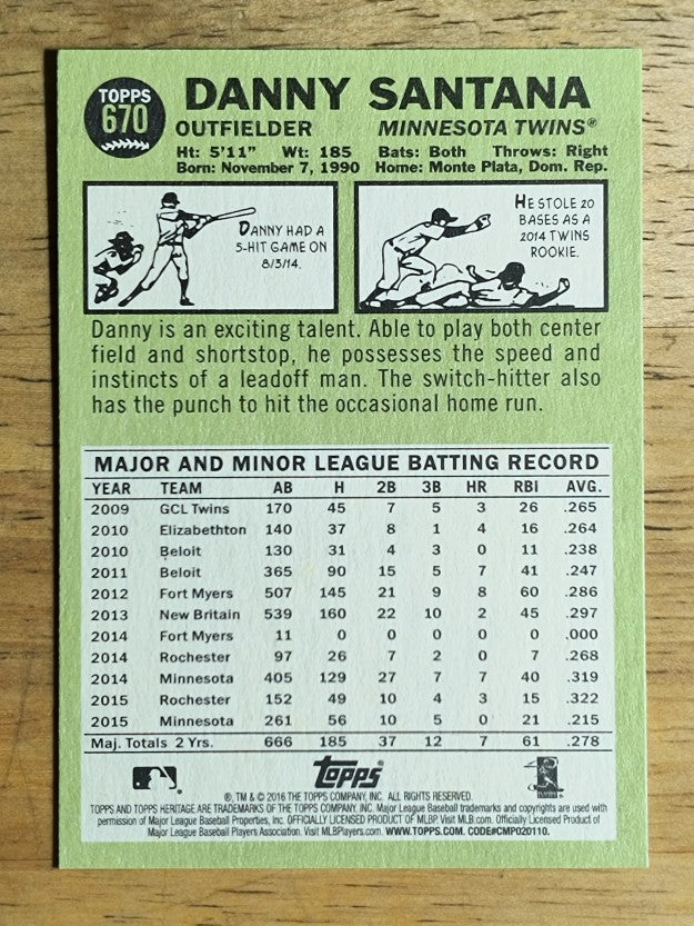 2016 Topps Heritage #670 Danny Santana