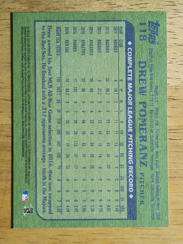 2017 Topps Archives #118 Drew Pomeranz