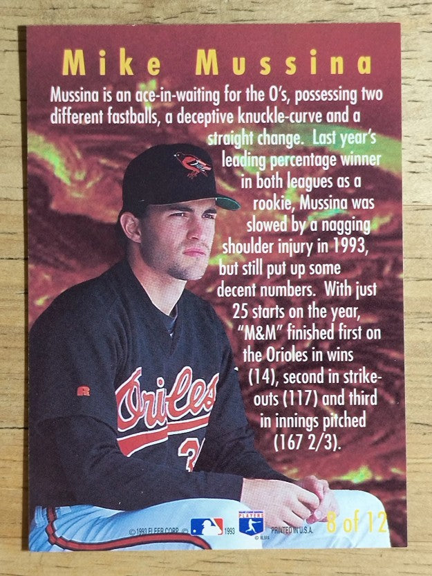 1994 Fleer Smoke 'n Heat #8 Mike Mussina