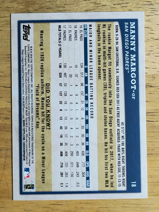 2018 Topps Big League #18 Manny Margot