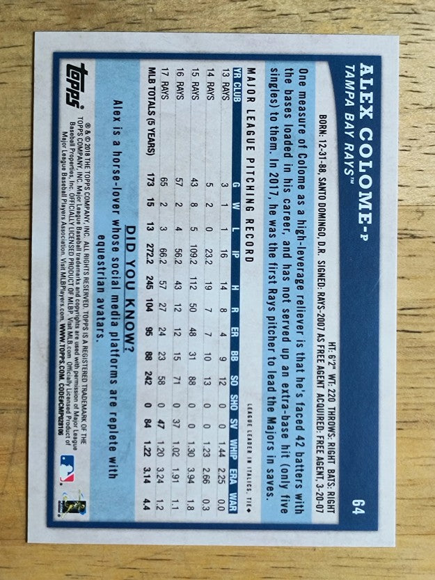 2018 Topps Big League #64 Alex Colome