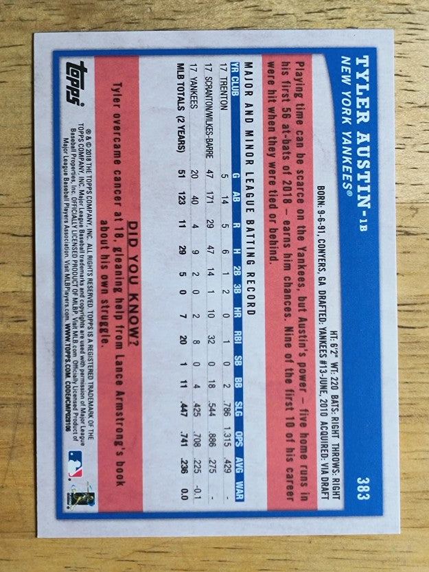 2018 Topps Big League #383 Tyler Austin