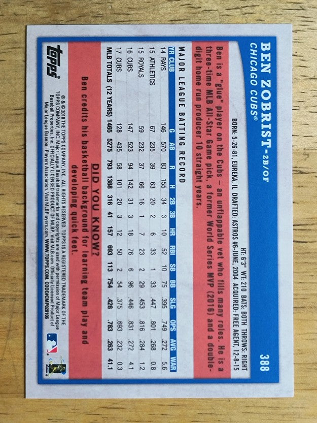 2018 Topps Big League #388 Ben Zobrist