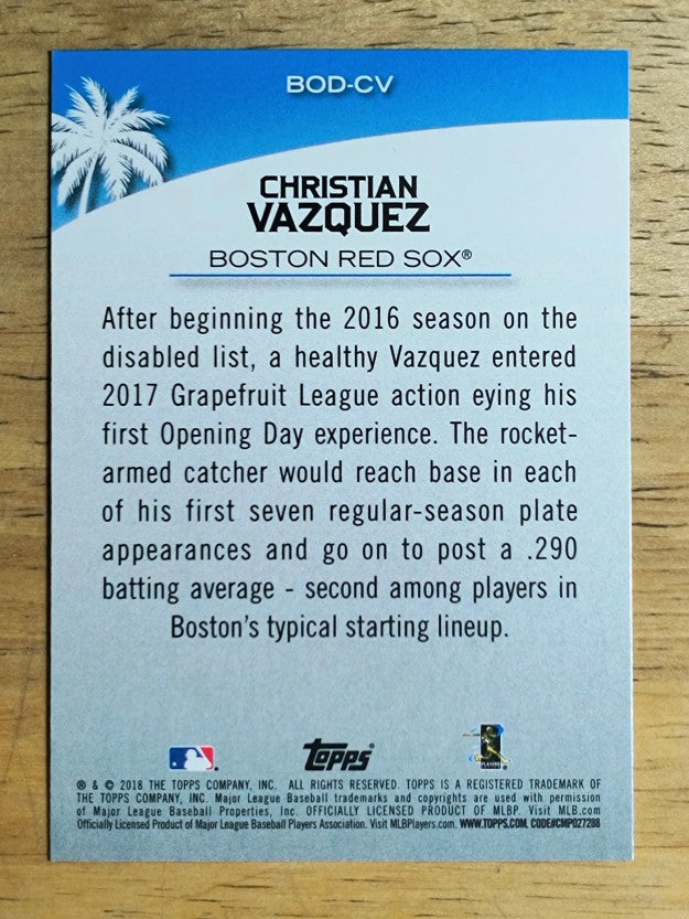 2018 Topps Opening Day Before Opening Day #BODCV Christian Vazquez