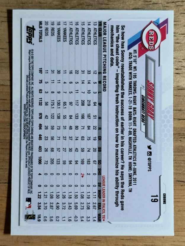 2021 Topps Chrome #19 Sonny Gray