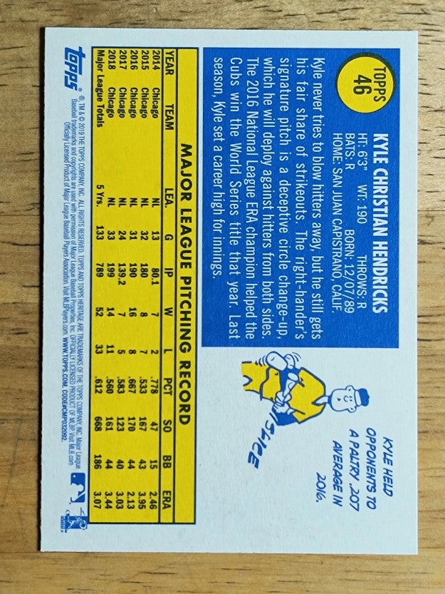 2019 Topps Heritage #46 Kyle Hendricks