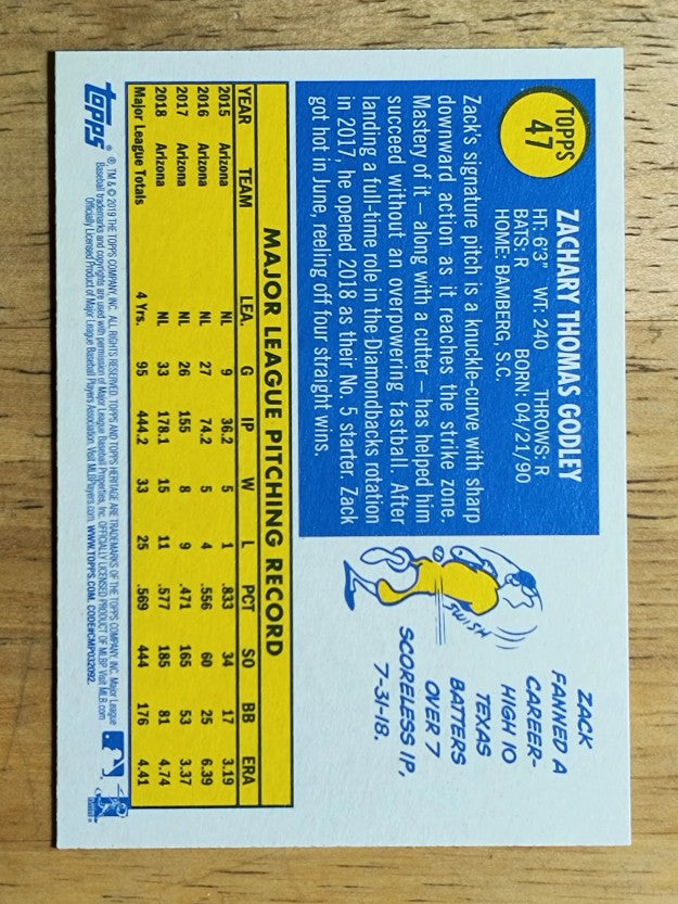 2019 Topps Heritage #47 Zack Godley