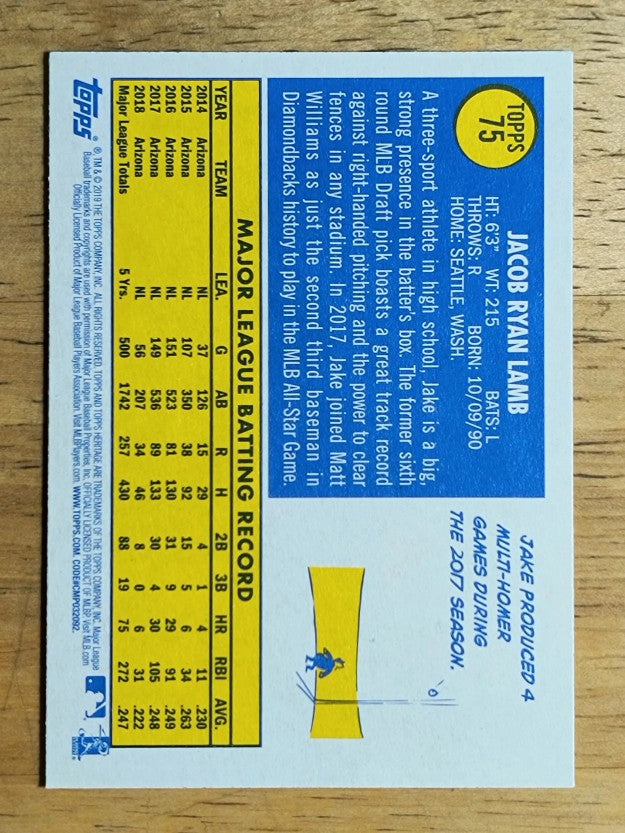2019 Topps Heritage #75 Jake Lamb