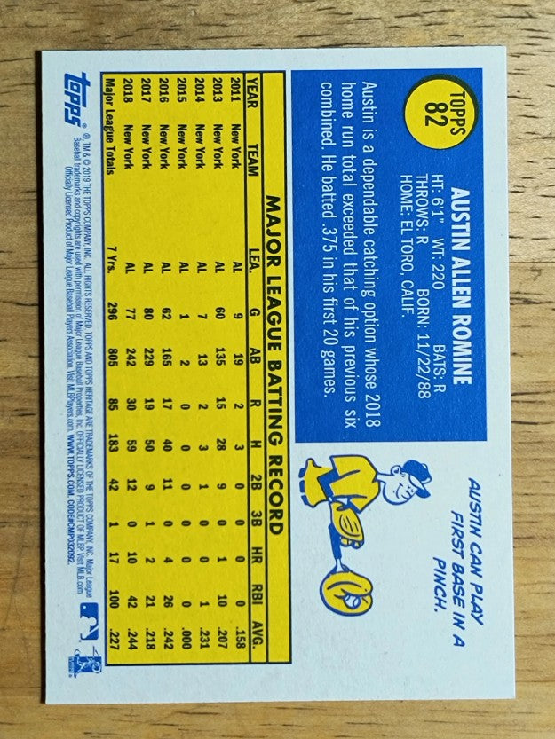 2019 Topps Heritage #82 Austin Romine