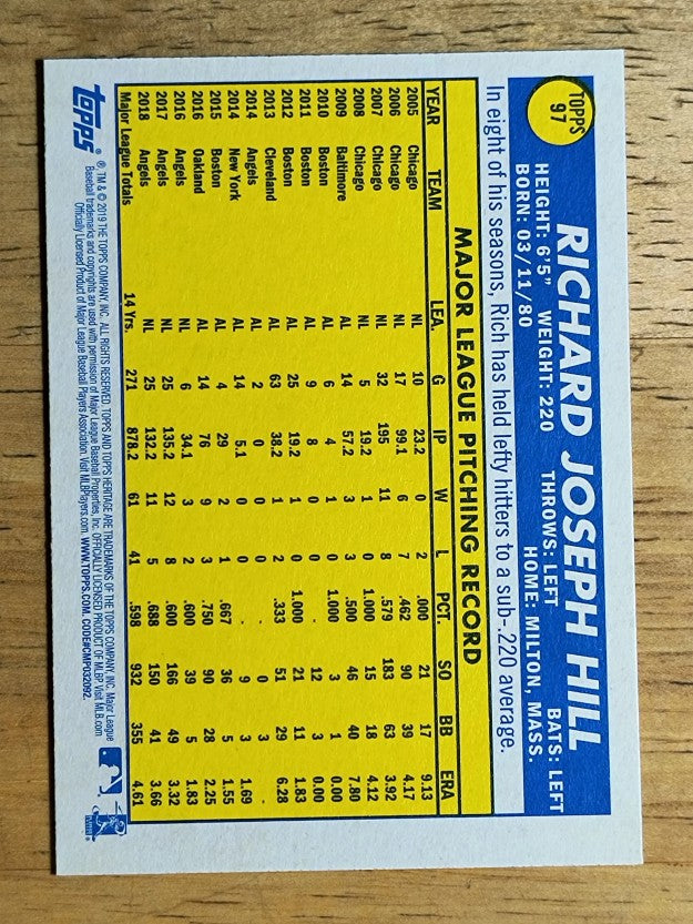 2019 Topps Heritage #97 Rich Hill