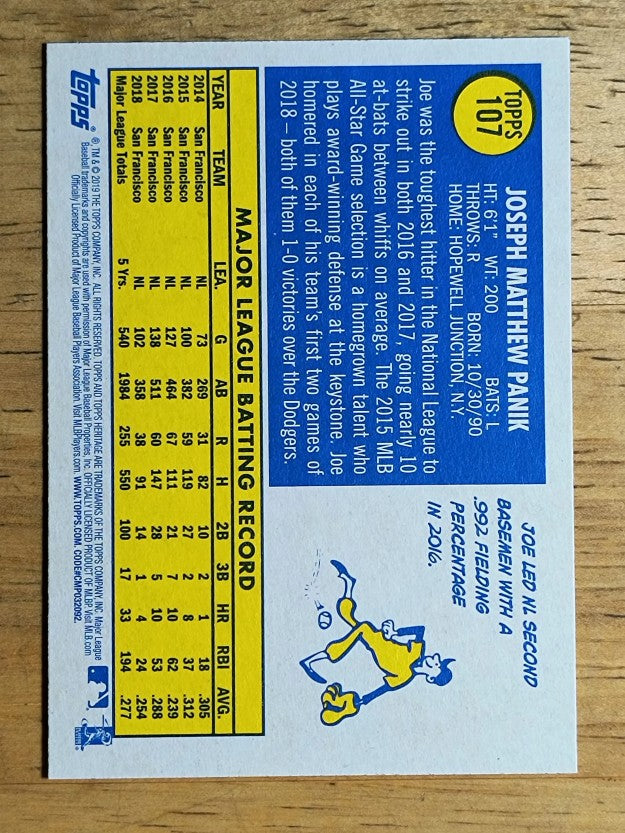 2019 Topps Heritage #107 Joe Panik