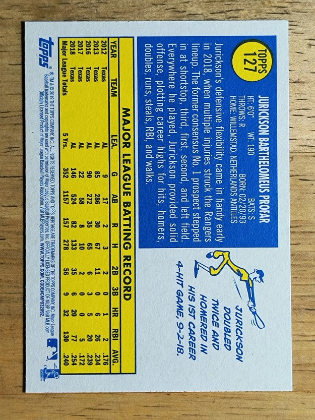 2019 Topps Heritage #127 Jurickson Profar
