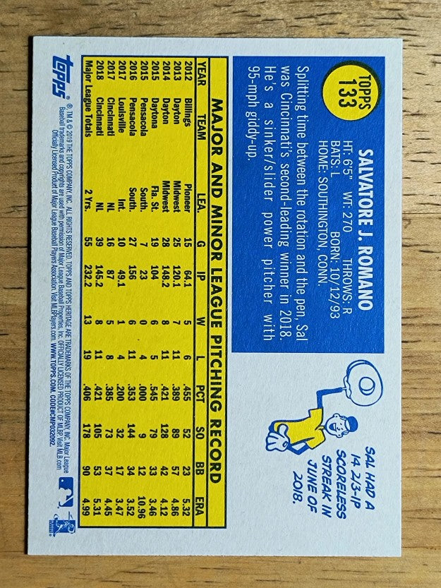 2019 Topps Heritage #133 Sal Romano
