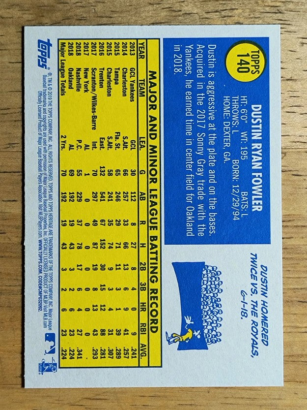 2019 Topps Heritage #140 Dustin Fowler