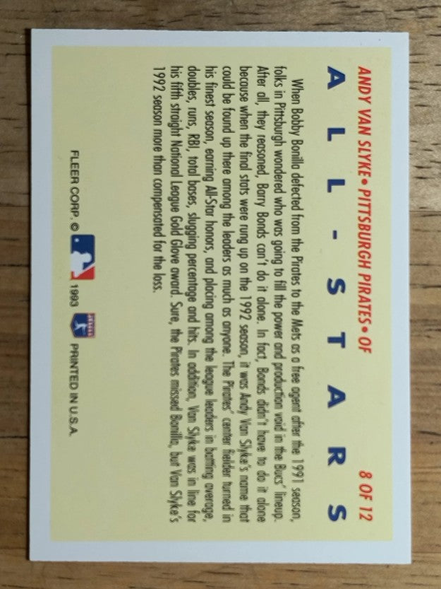 1993 Fleer All-Stars #NL8 Andy Van Slyke NL