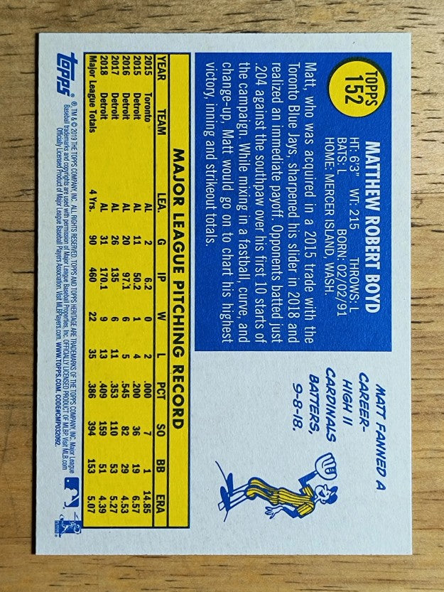 2019 Topps Heritage #152 Matt Boyd