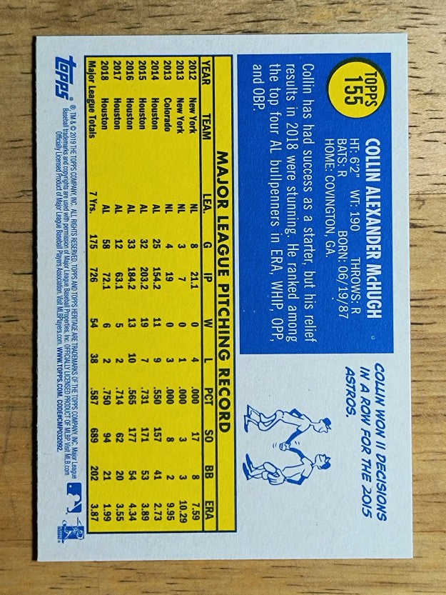 2019 Topps Heritage #155 Collin McHugh