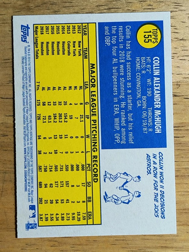2019 Topps Heritage #155 Collin McHugh
