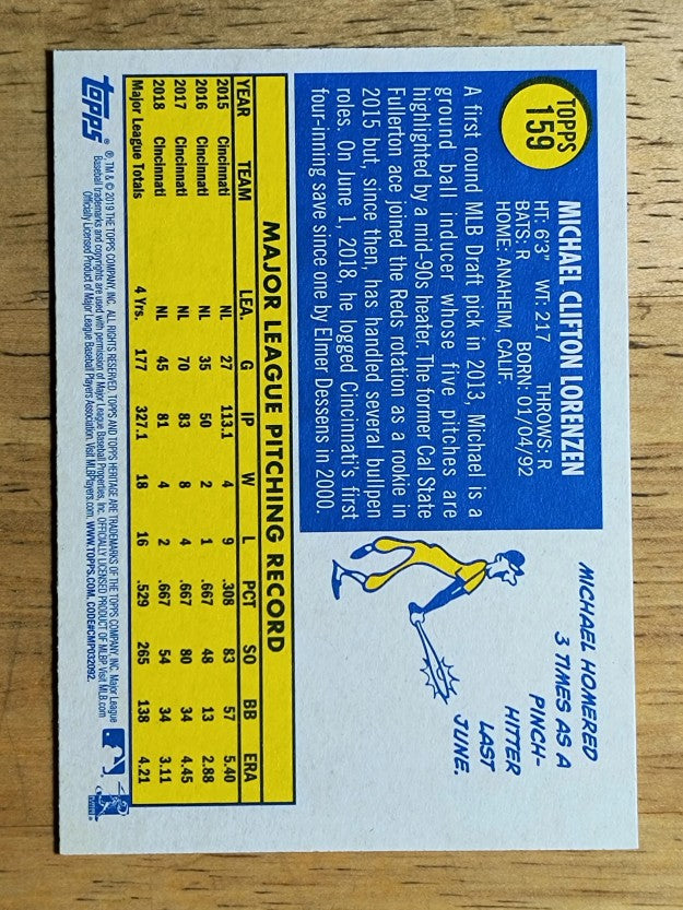 2019 Topps Heritage #159 Michael Lorenzen