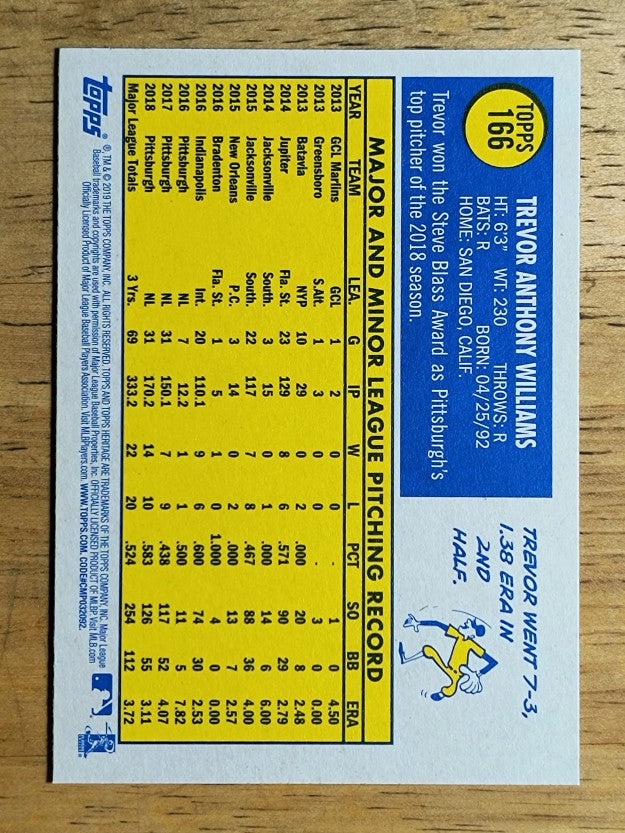 2019 Topps Heritage #166 Trevor Williams