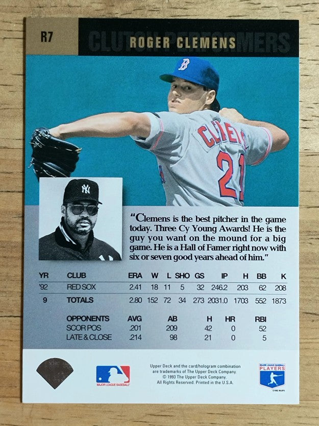 1993 Upper Deck Clutch Performers #R7 Roger Clemens