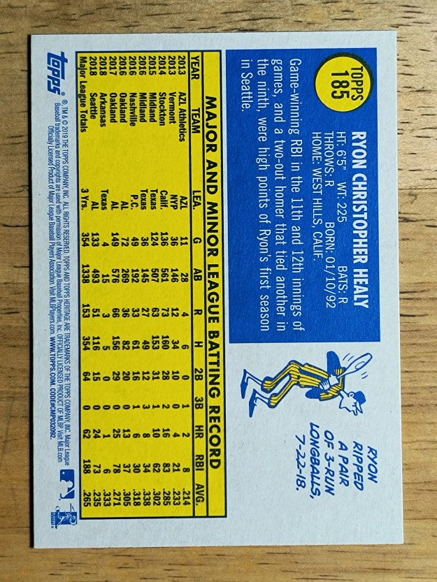 2019 Topps Heritage #185 Ryon Healy