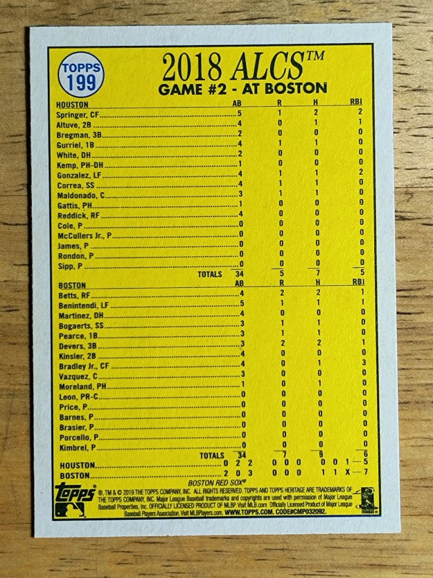 2019 Topps Heritage #199 Jackie Bradley Playoff HL