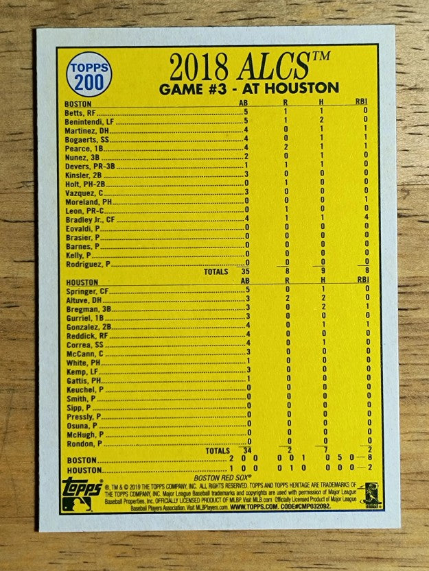 2019 Topps Heritage #200 Jackie Bradley Playoff HL