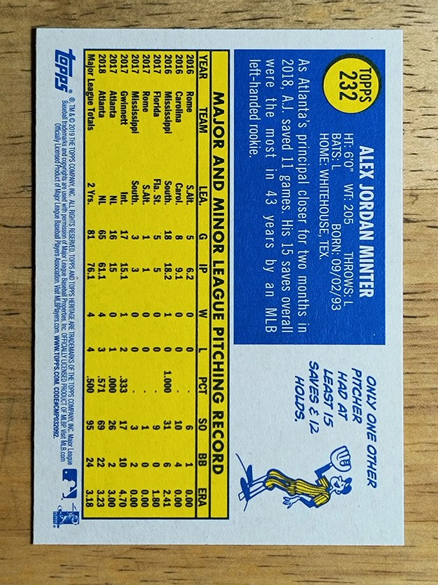 2019 Topps Heritage #232 A.J. Minter