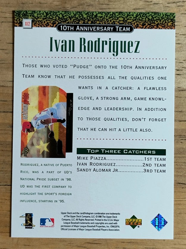 1999 Upper Deck 10th Anniversary Team #X12 Ivan Rodriguez