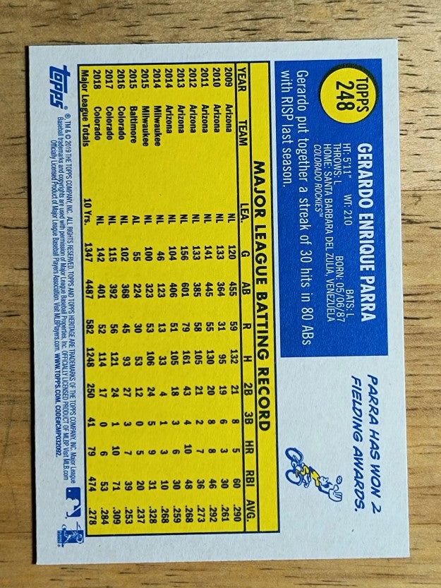 2019 Topps Heritage #248 Gerardo Parra