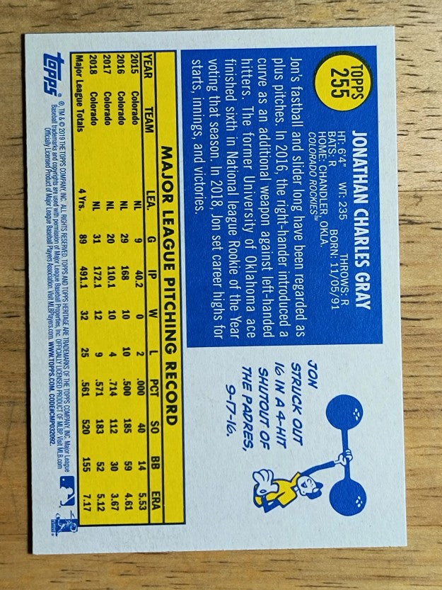 2019 Topps Heritage #255 Jon Gray