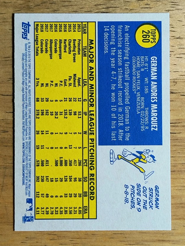 2019 Topps Heritage #260 German Marquez
