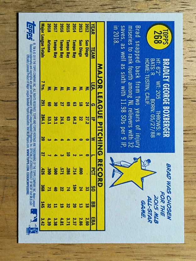 2019 Topps Heritage #268 Brad Boxberger