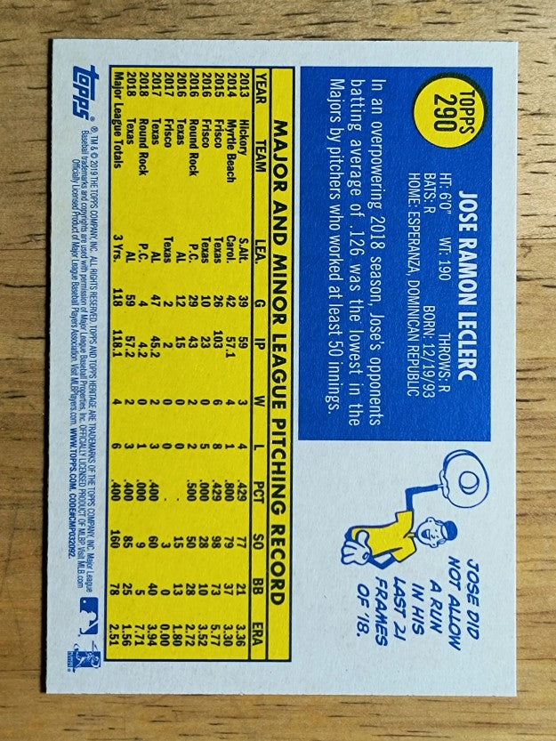 2019 Topps Heritage #290 Jose Leclerc