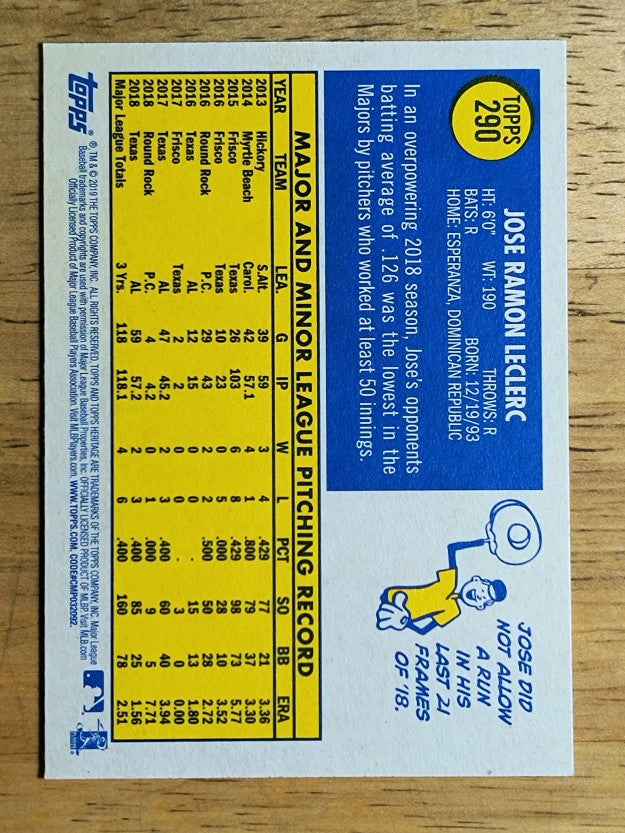2019 Topps Heritage #290 Jose Leclerc