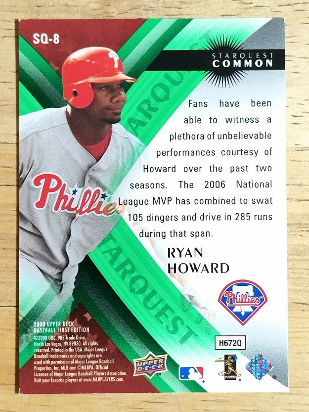 2008 Upper Deck First Edition StarQuest #SQ8 Ryan Howard