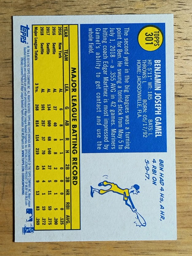 2019 Topps Heritage #301 Ben Gamel